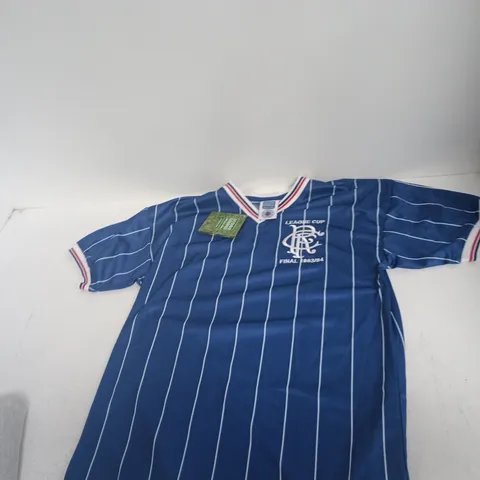 RANGERS FC SCORE DRAW OFFICIAL RETRO FOOTBALL SHIRT – MEN'S MEDIUM (M)