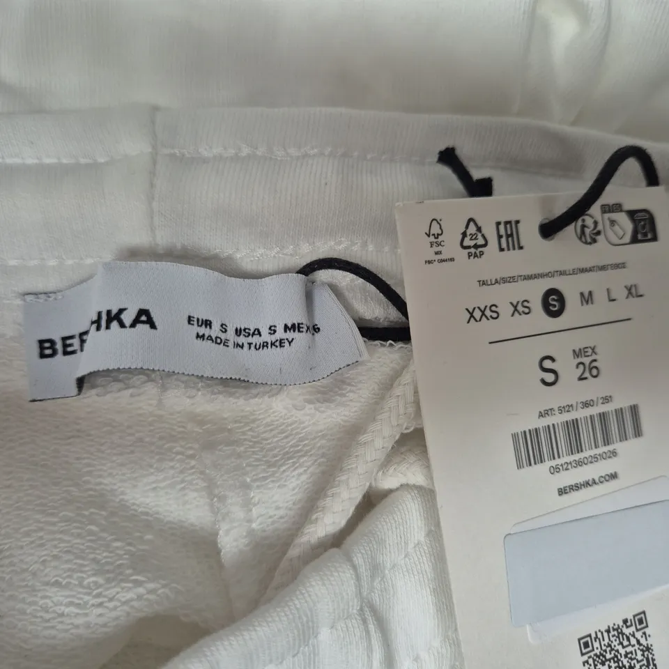 BERSHKA WHITE DRAWSTRING FLARED JOGGERS, WOMEN’S, SIZE S