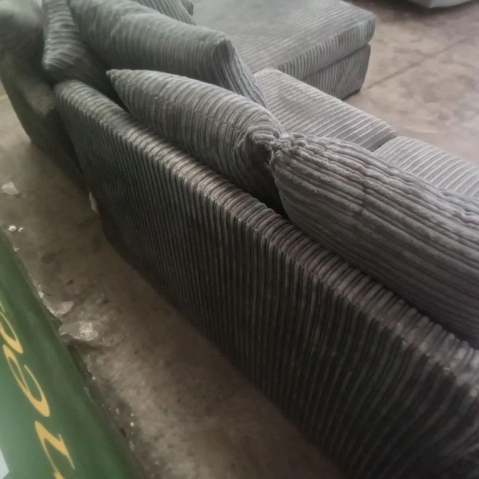 QUALITY DESIGNER CORNER SOFA WITH RHF CHAISE - DARK GREY FABRIC 