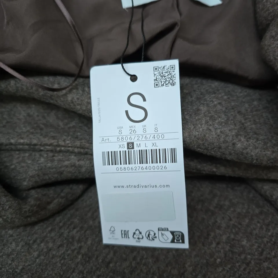 STRADIVARIUS BROWN WOOL COAT – WOMEN’S, UK SIZE S