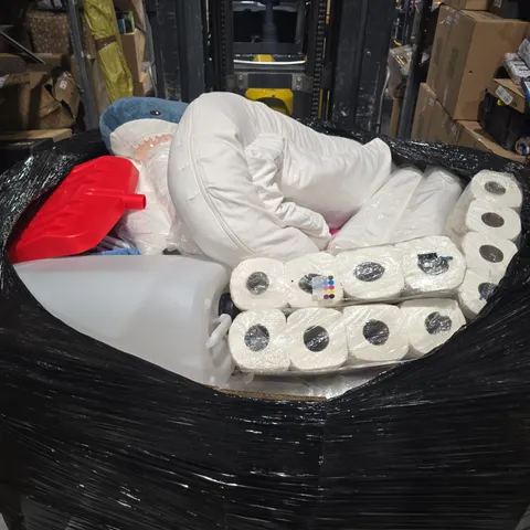 PALLET OF APPROXIMATELY 50 ASSORTED ITEMS TO INCLUDE TOILET ROLL , CLOTHING ITEMS AND ASSORTED HOUSEHOLD ITEMS