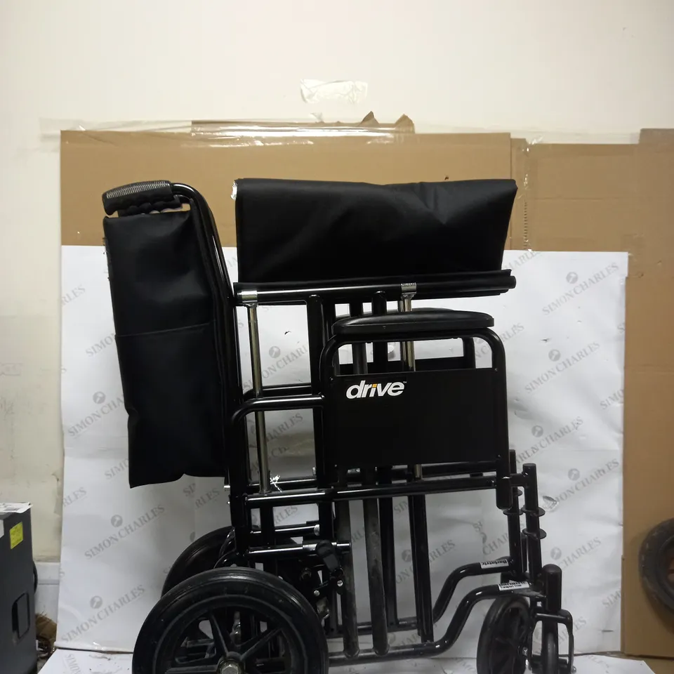 BARIATRIC STEEL TRANSPORT CHAIR (BLACK) - COLLECTION ONLY