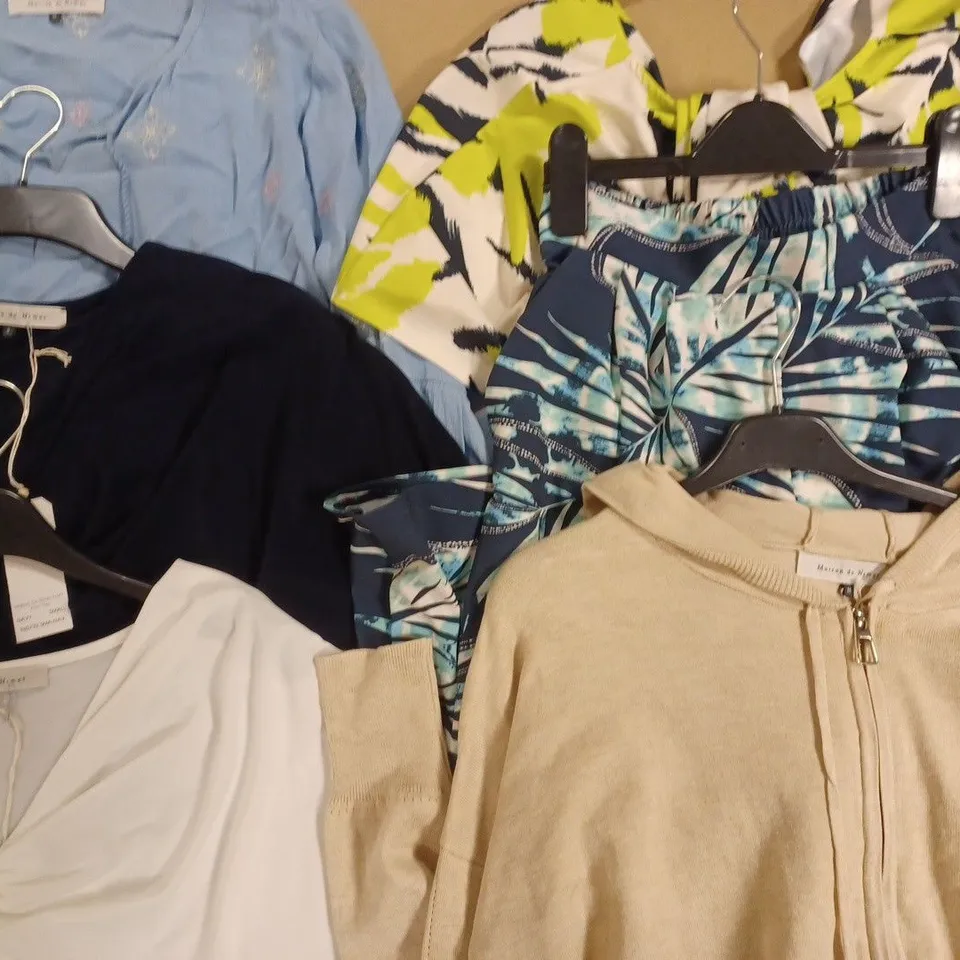 BOX OF APPROX 6 ASSORTED ITEMS OF MAISON DE NIMES CLOTHING IN VARIOUS SIZES AND STYLES