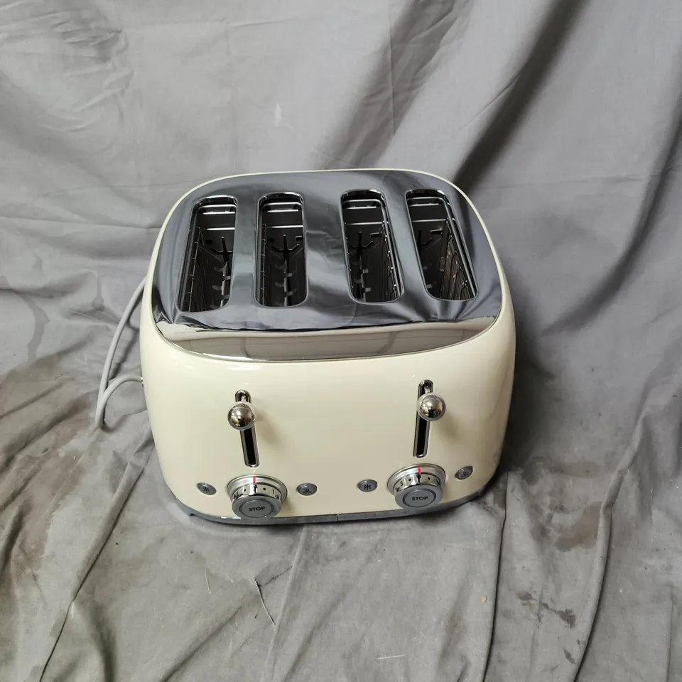 SMEG 4-SLICE TOASTER - CREAM WITH CHROME TOP (RETRO DESIGN)
