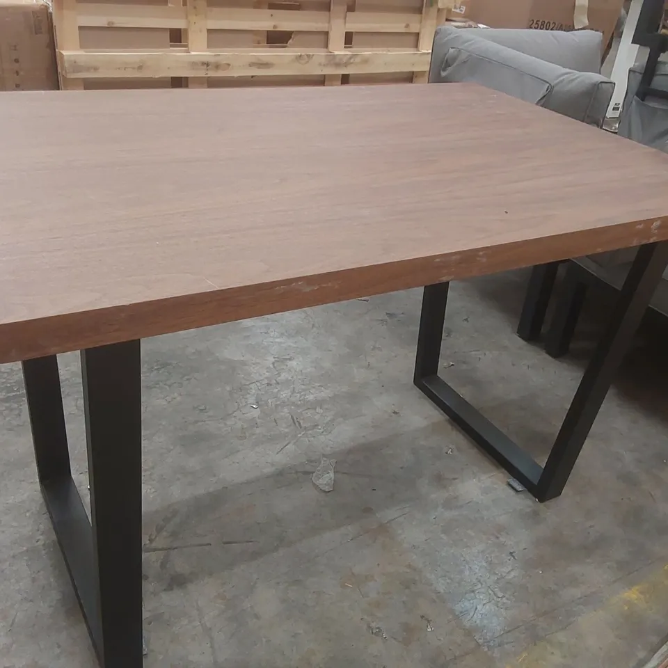 DESIGNER WOODEN DINING TABLE WITH METAL BASE