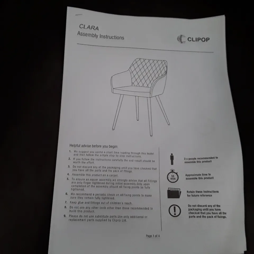BOXED SET OF 2 UPHOLSTERED FAUX LEATHER DINING CHAIRS - GREY (1 BOX)
