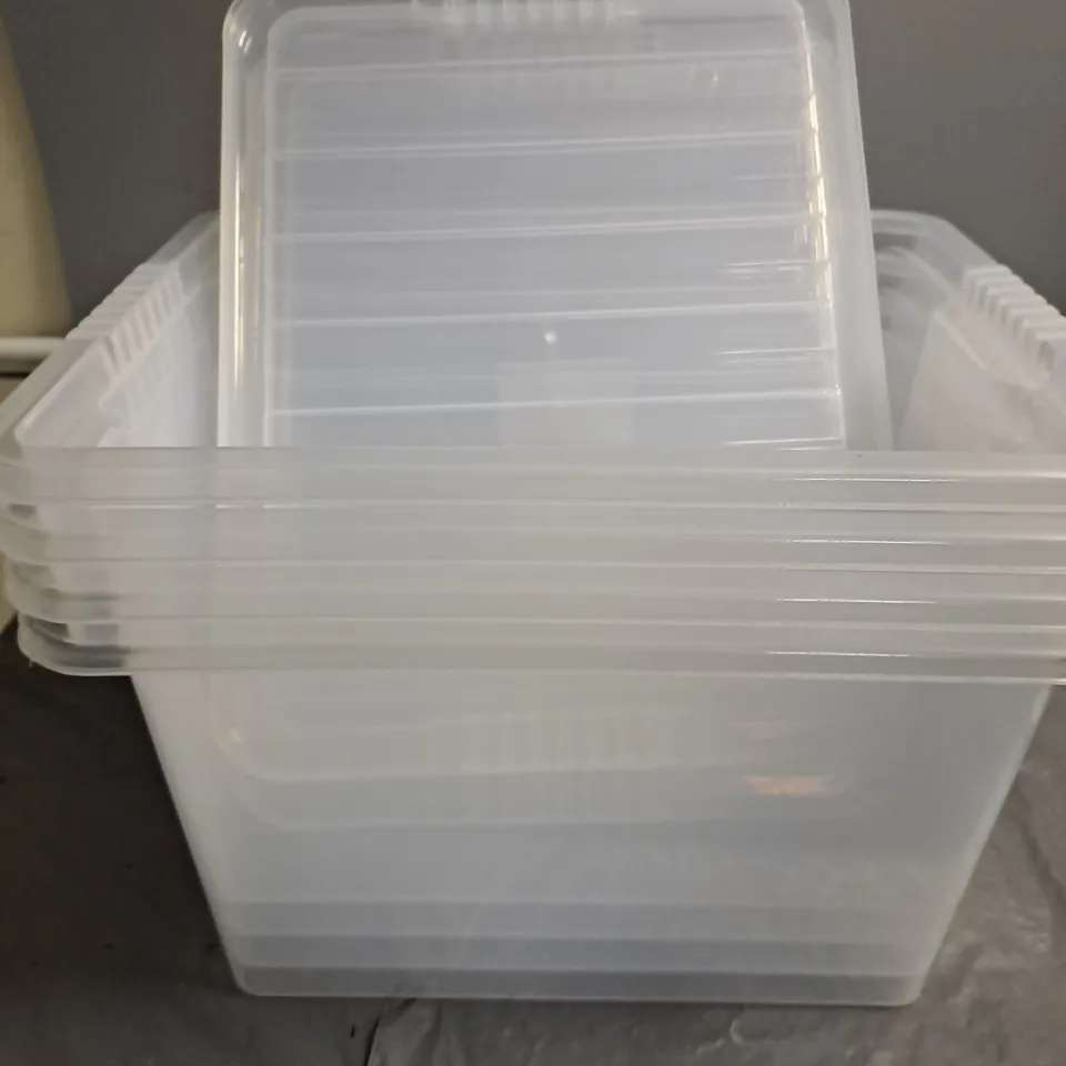 LOT OF 4 KLASS 30L CLEAR STORAGE BOX WITH LIDS