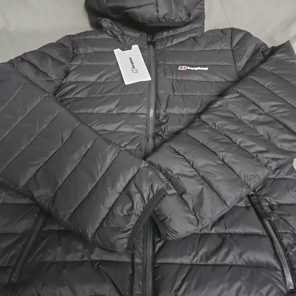 BERGHAUS HOODED PUFFER JACKET - BLACK, YOUTH SIZE 14-15 YEARS