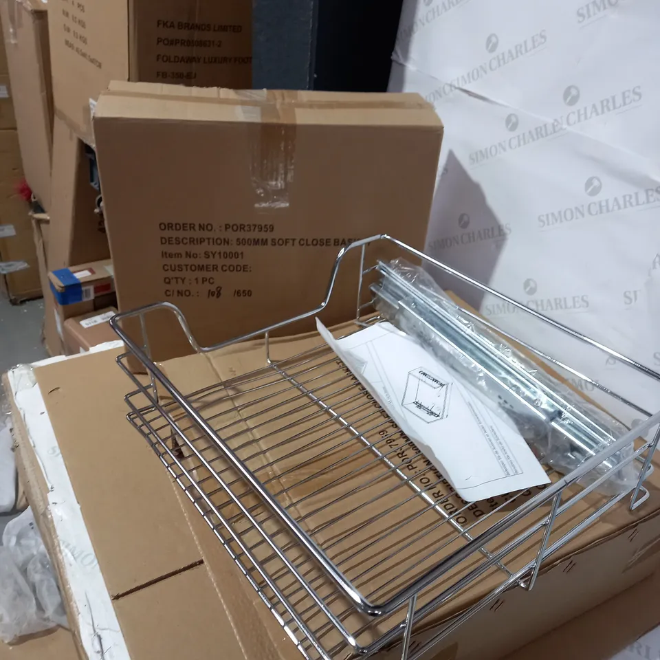 LOT OF 2 ASSORTED DESIGNER SOFT CLOSE CHROME EFFECT BASKETS