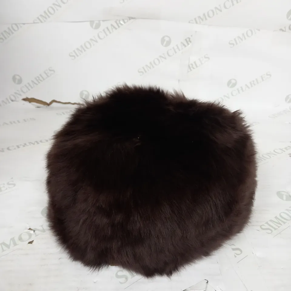 HORTONS ENGLAND FAUX FUR HAT IN BROWN ONE SIZE