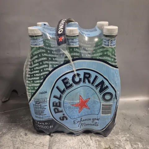 6 X BOTTLES OF PELLEGRINO CARBONATED NATURAL MINERAL WATER - 6 X 1L