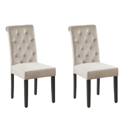 BOXED LAMOILLE TUFFED VELVET GREY UPHOLSTERED DINING CHAIRS - SET OF 2 (1 BOX)