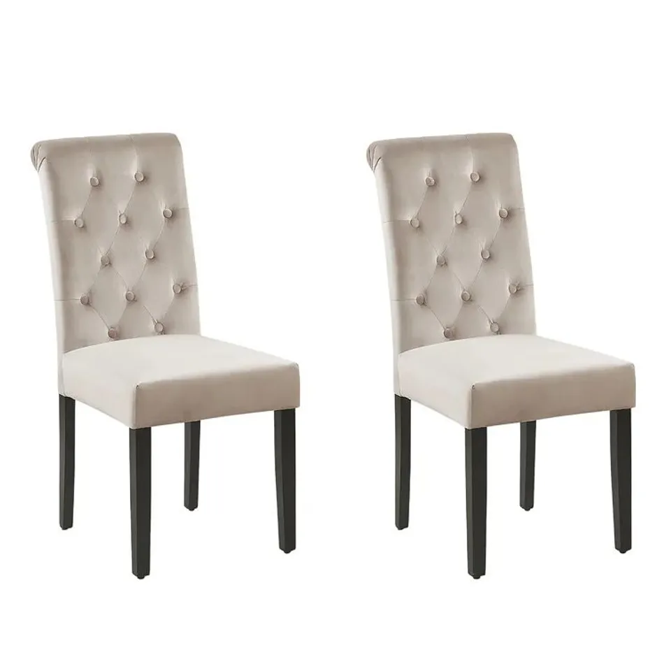 BOXED LAMOILLE TUFFED VELVET GREY UPHOLSTERED DINING CHAIRS - SET OF 2 (1 BOX)