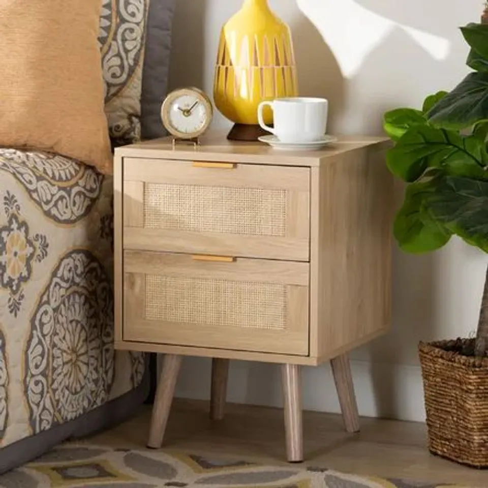 SOLID + MANUFACTURED WOOD BEDSIDE TABLE