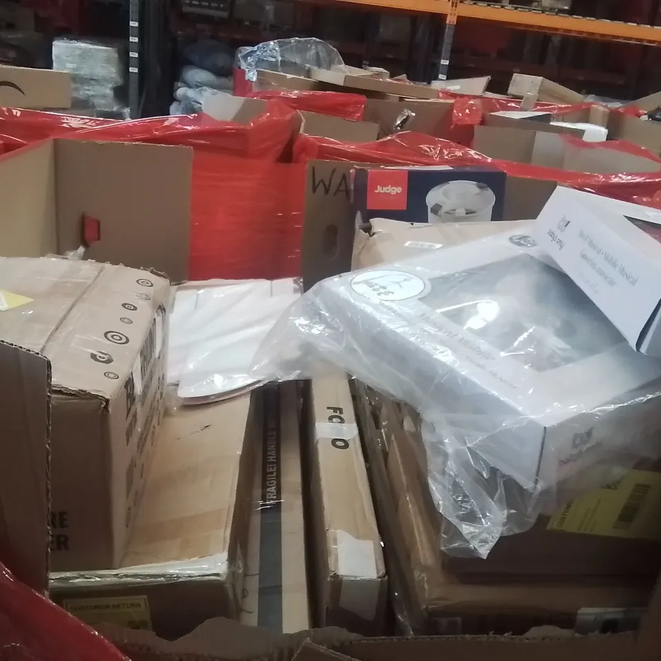 PALLET OF ASSORTED HOUSEHOLD GOODS AND PRODUCTS TO INCLUDE;DOUBLE ELECTRIC FRYER,BED RAILS,MAT