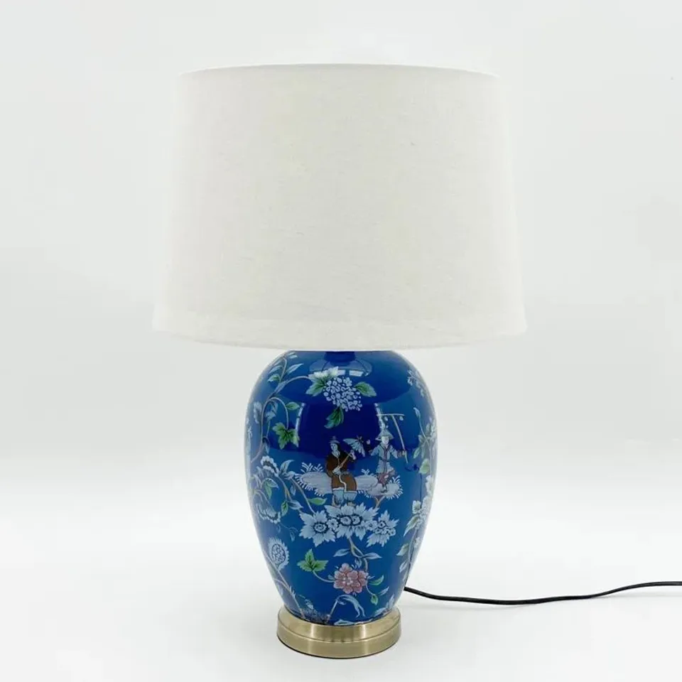 BOXED DAIYAN 59CM BLUE/GOLD TABLE LAMP