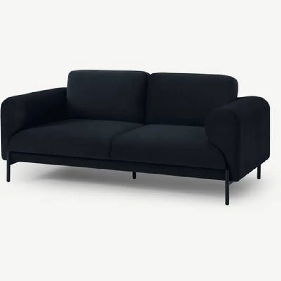 BRAND NEW BOXED MADE.COM ORSEL 2 SEATER SOFA, TWILIGHT BLUE VELVET (1 BOX)