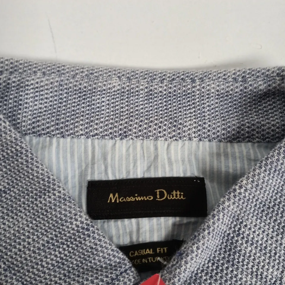 MASSIMO DUTTI MEN'S CASUAL FIT POLO SHIRT – LIGHT BLUE MICRO-STRIPE, SIZE M