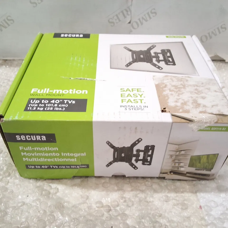 BOXED SECURA FULL-MOTION TV WALL MOUNT FOR UP TO 40" TVS – MODEL QSF210-B2