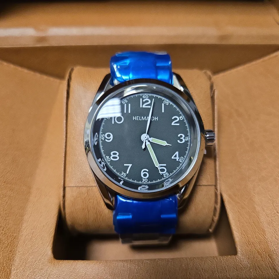 BOXED HELMA DH KHAKI DIAL CLASSIC WATCH 