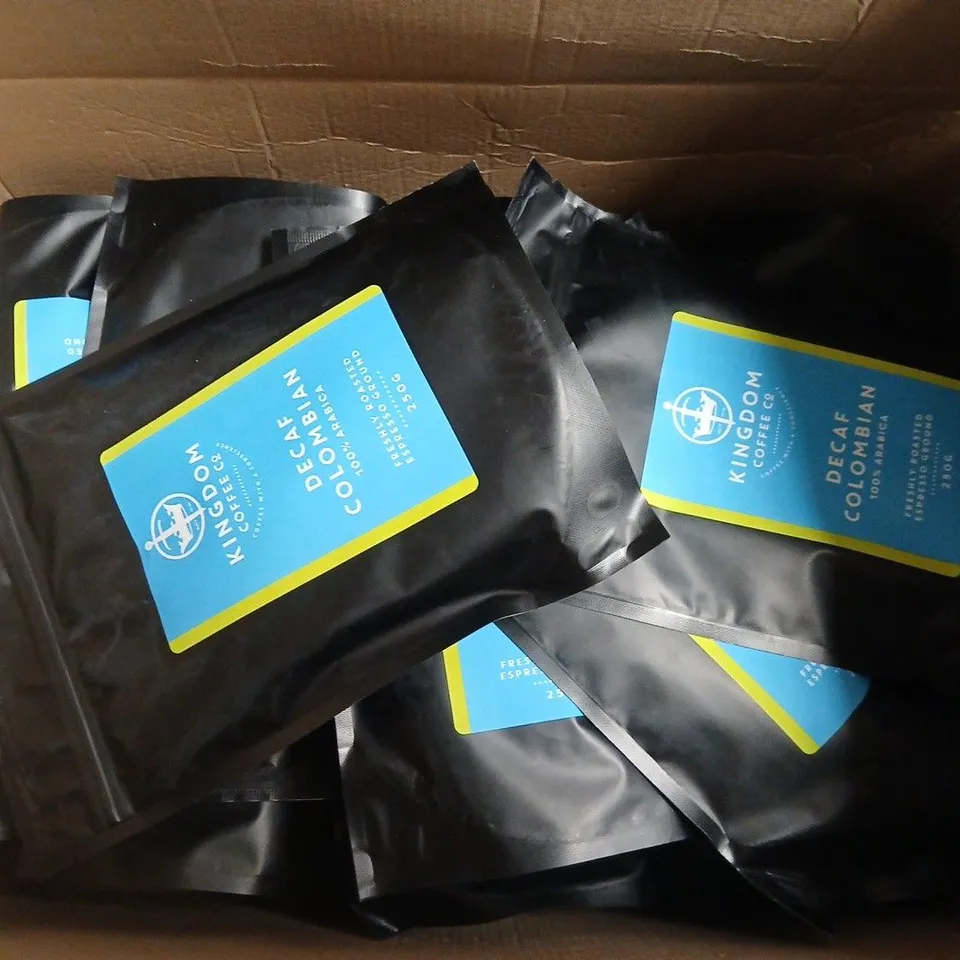 KINGDOM COFFEE CO DECAF COLOMBIAN GROUND COFFEE 250G – APPROX 20 BAGS