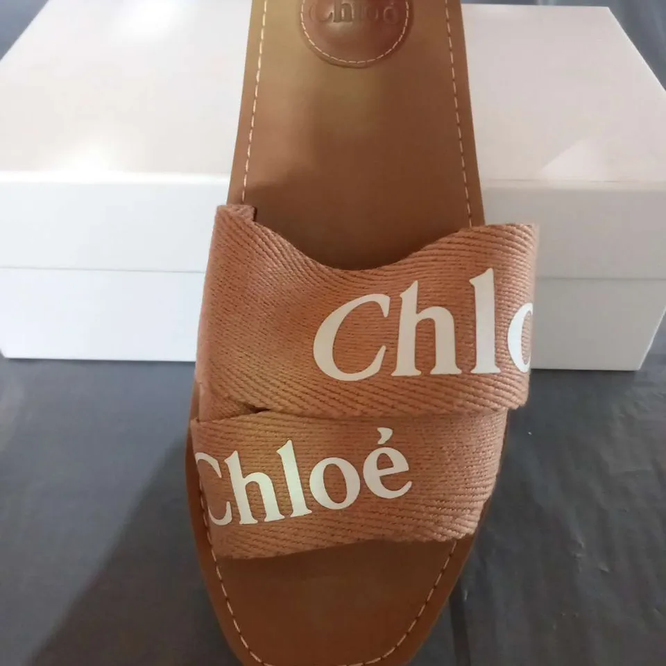 BOXED CHLOE WOODY MULE PALE PINK CANVAS SIZE 39