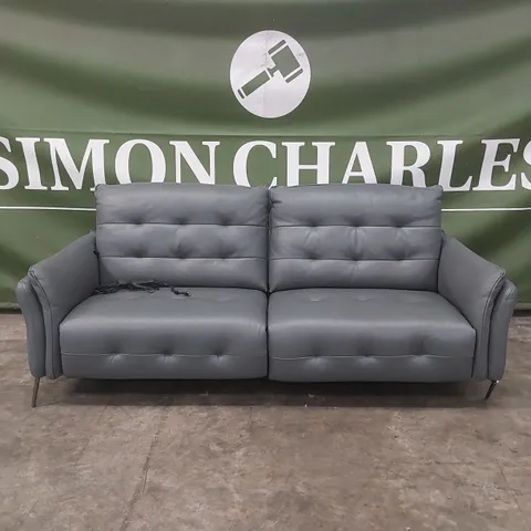 QUALITY DESIGNER ITALIAN MADE LEATHER BOLANZO ELECTRIC RECLINER SOFA - BLUE