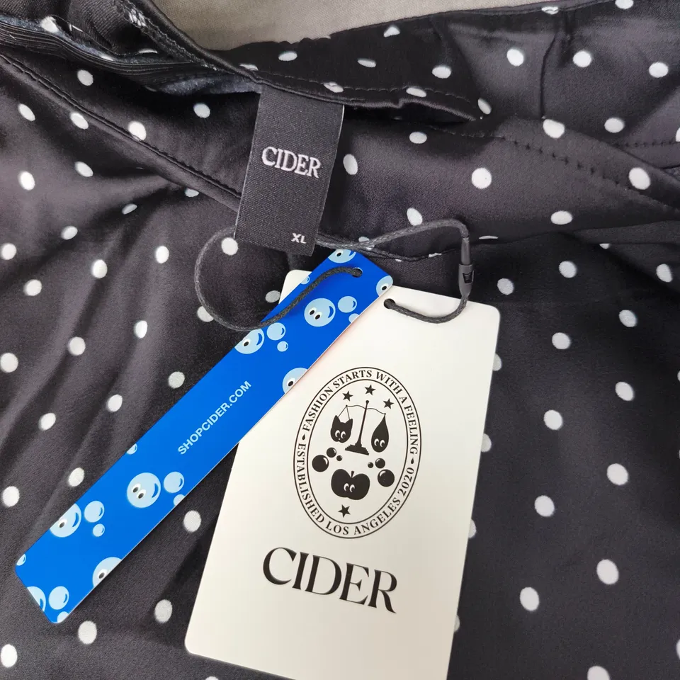 CIDER BLACK POLKA DOT SKIRT – WHITE DOTS – UK XL