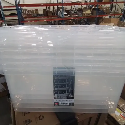 LOT OF 5 WHAM CRYSTAL 45L STORAGE CRATES