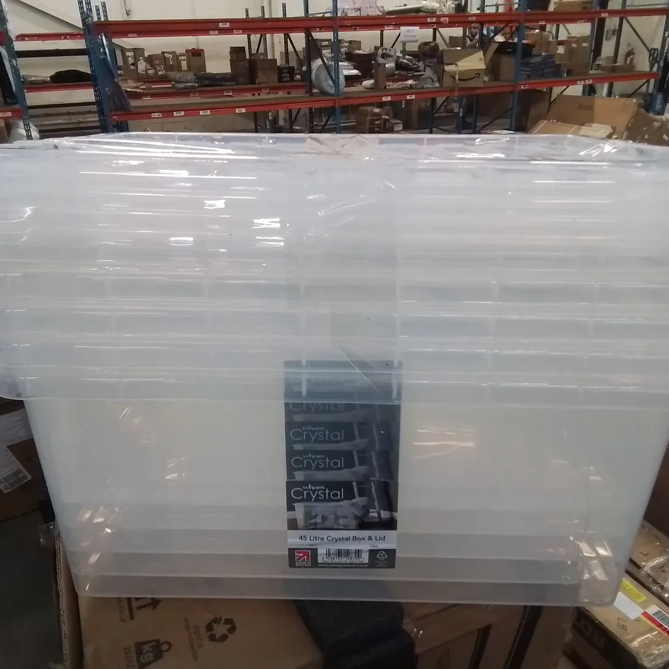 LOT OF 5 WHAM CRYSTAL 45L STORAGE CRATES