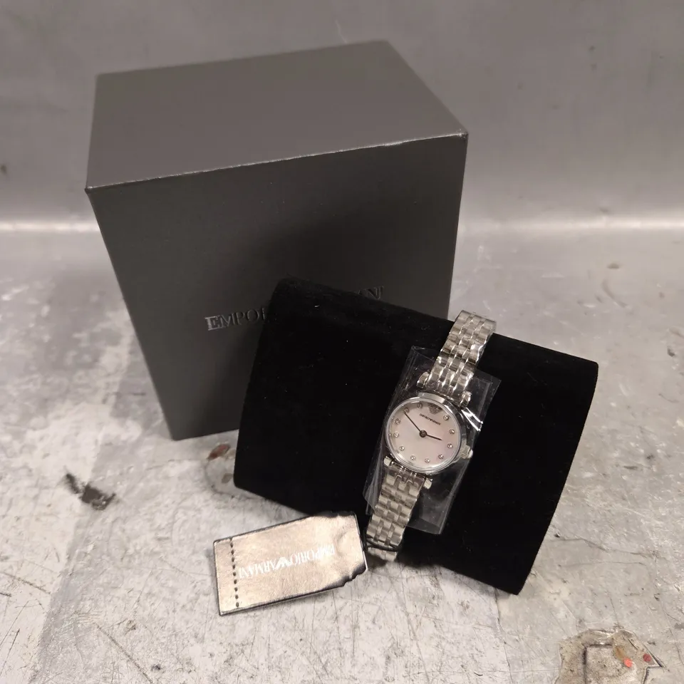 EMPORIO ARMANI MINI WHITE DIAL WATCH 