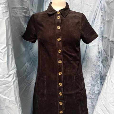 NOBODY'S CHILD LUCY MINI DRESS – BLACK CORDUROY, UK 8 (EU 36, USA 4)