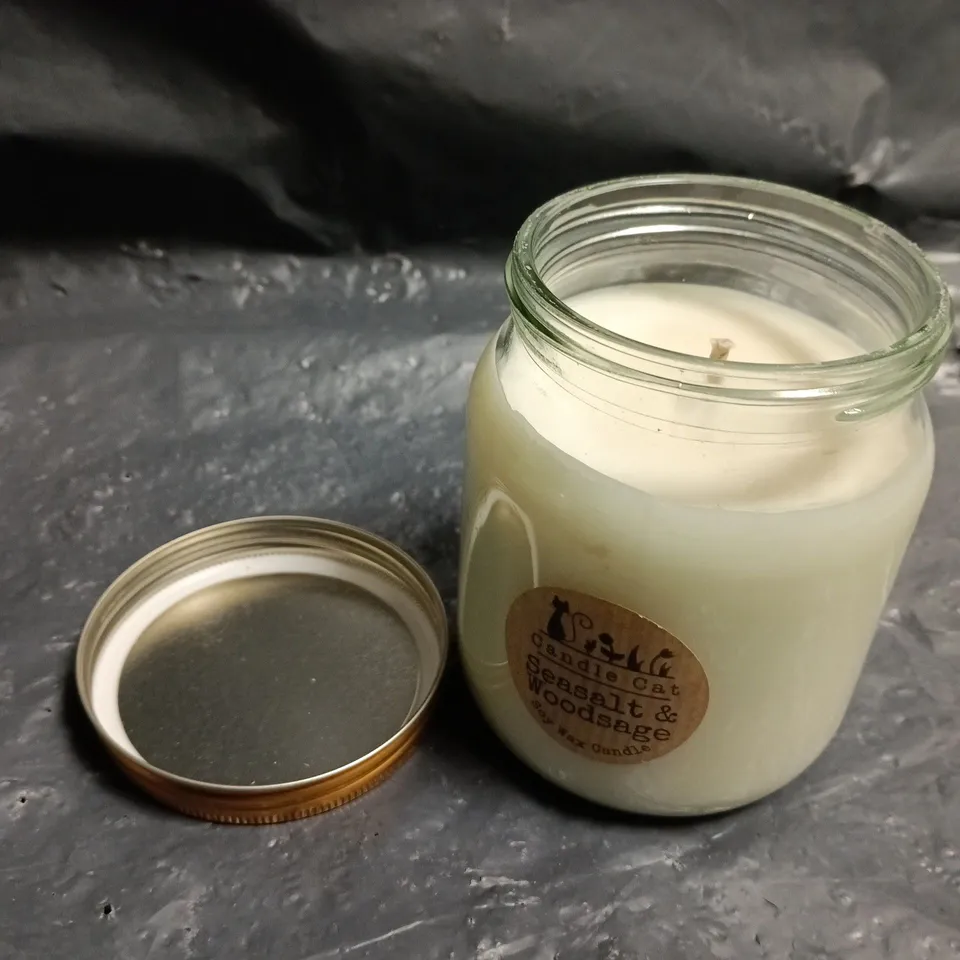 CANDLE CAT SEA SALT & WOODSAGE SOY WAX CANDLE 