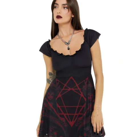 BRAND NEW KILLSTAR X ALCHEMY - ATARGATIS - BLACK/RED WOMEN'S DRESS SIZE XS