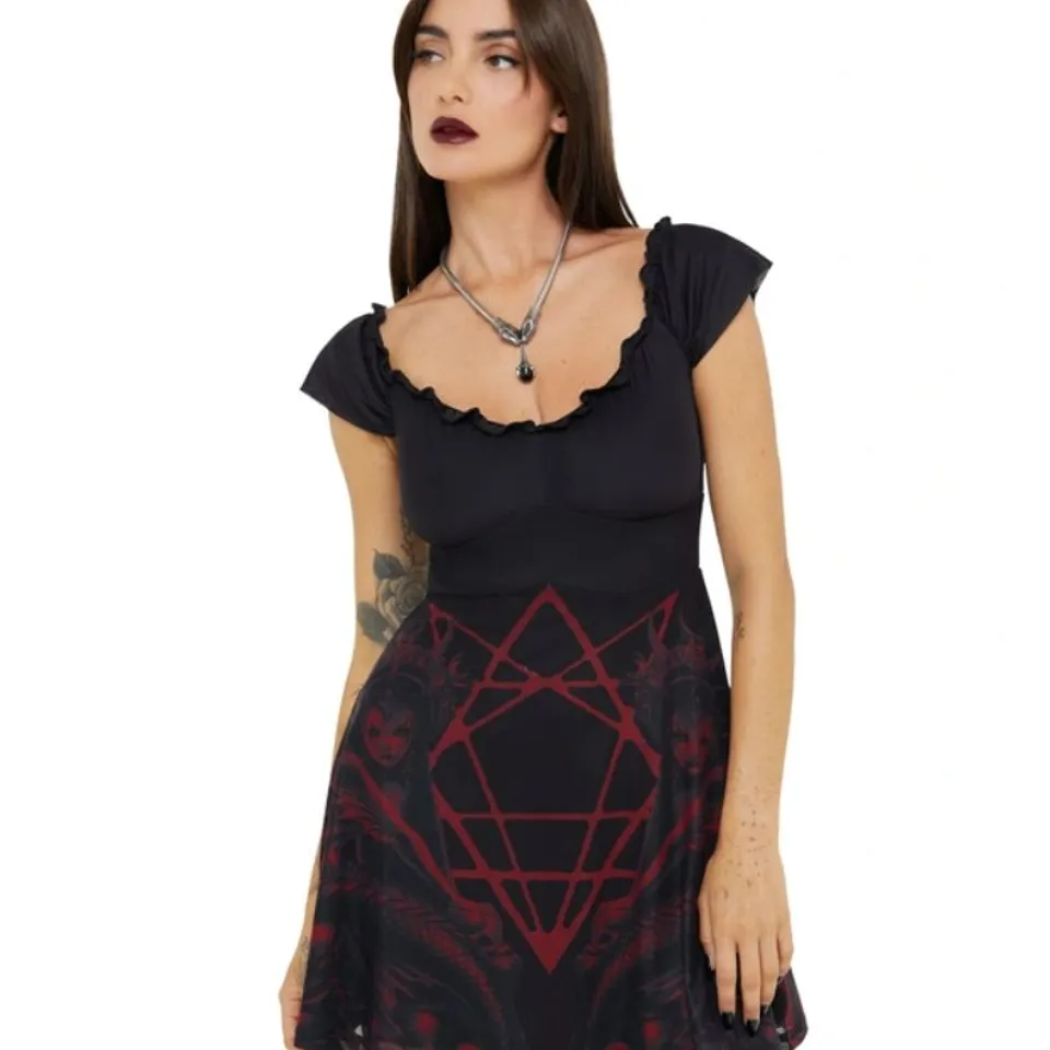 BRAND NEW KILLSTAR X ALCHEMY - ATARGATIS - BLACK/RED WOMEN'S DRESS SIZE S