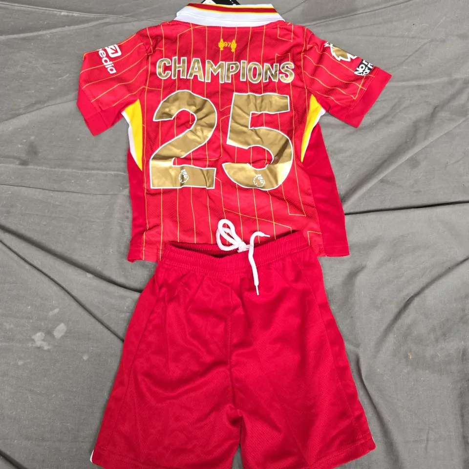 NIKE LIVERPOOL CHILDRENS 25 CHAMPIONS JERSEY AND SHORTS - SIZE 16