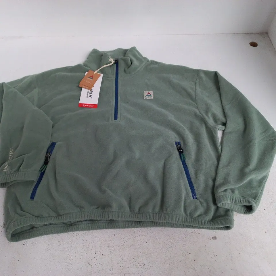 PASSENGER POLARTEC 1/2 ZIP FLEECE IN GREEN - UK L