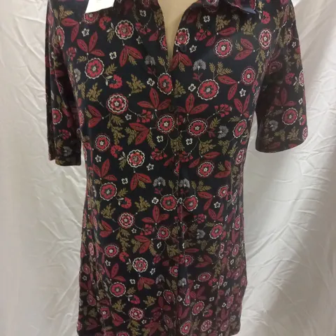 SEASALT CORNWALL SEA CLIFF SHIRT, BLOCK FLORAL MARITIME - SIZE 10