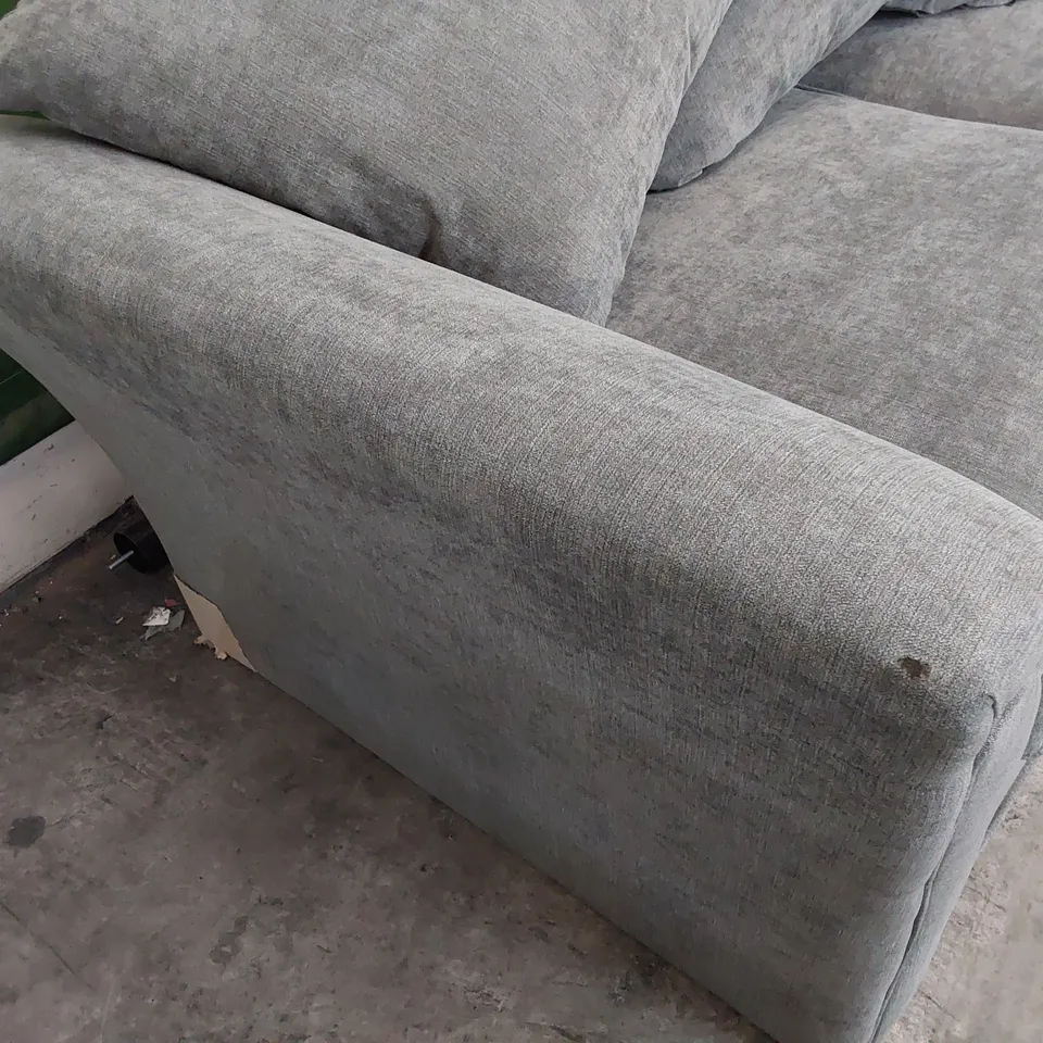 DESIGNER ZINA THREE SEATER SOFA WITH SCATTER CUSHIONS GREY FABRIC 