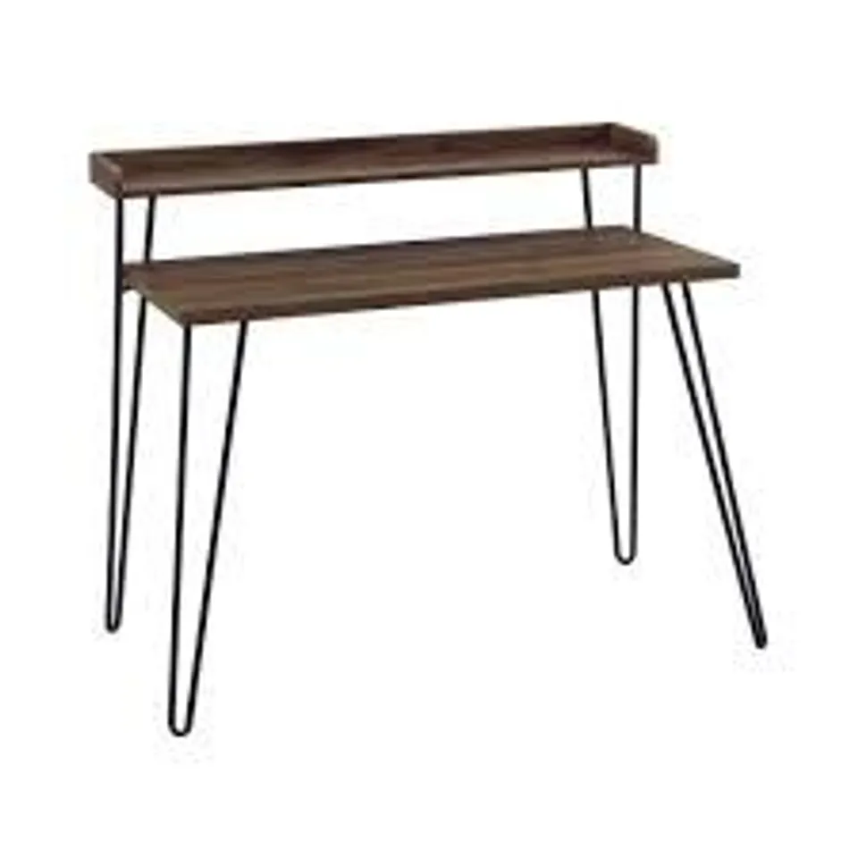 BOXED HAVEN RETRO DESK WITH RISER WALNUT