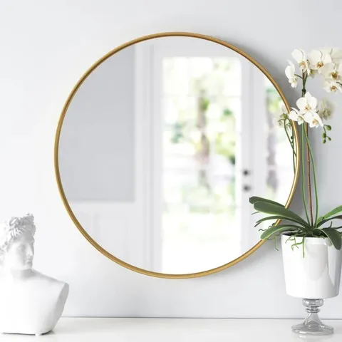 BOXED ROUND METAL WALL MIRROR