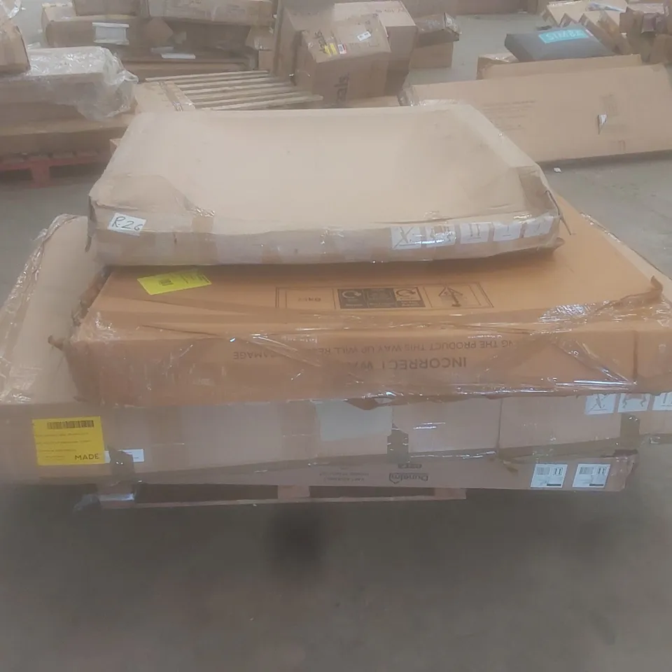 PALLET OF ASSORTED DESIGNER DINING TABLE PARTS AND PIECES