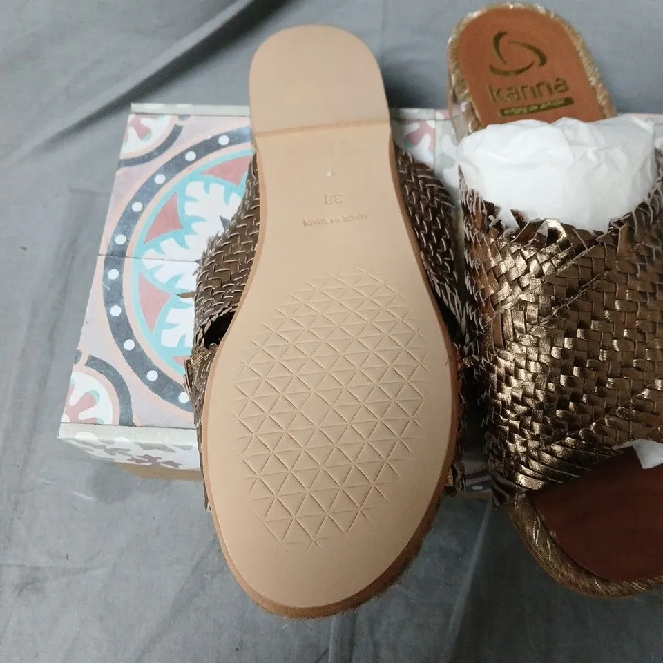 KANNA ZAPATOS DESIGNER SHOES – DULCE-TRENZ BRONZE SANDALS, UK 5 (EU 38)