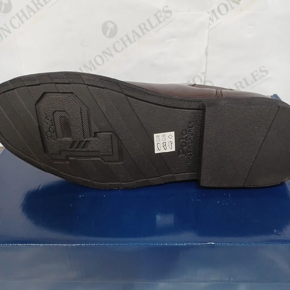 BOXED PAIR OF POLO RALPH LAUREN TALAN LEATHER CHELSEA BOOTS - BROWN / SIZE: 10 UK