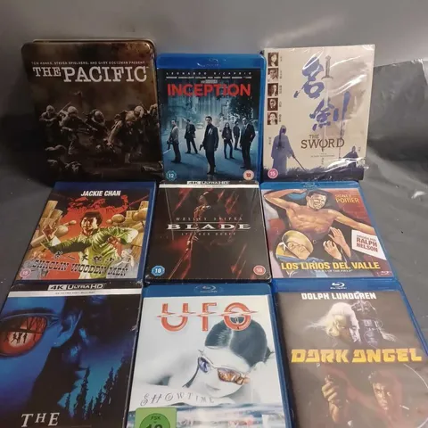 TOTE OF APPROXIMATELY 14 ASSORTED DVD'S & VIDEO GAMES TO INCLUDE - JACKIE CHAN , SIDNEY POITIER LOS LIRIOS DEL VALLE , UFO ETC