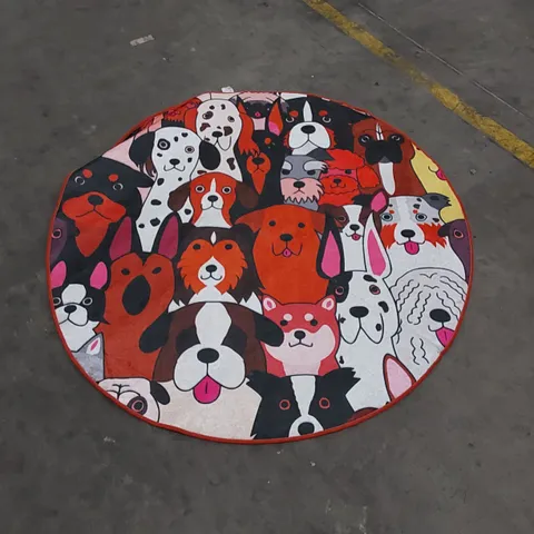 CHILAI HOME DOG THEMED ROUND 140cm BATH MAT 
