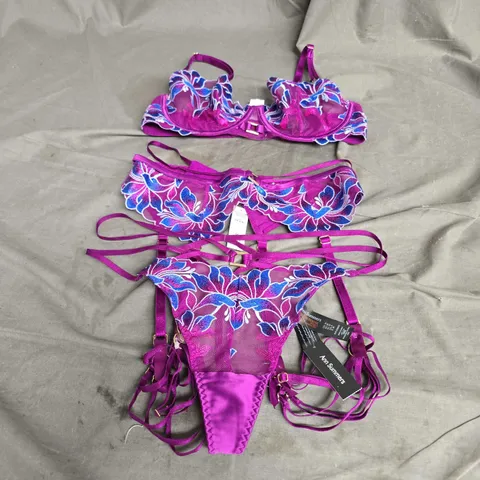 ANN SUMMERS NOCTURNAL BLOOM LINGERIE SET IN DARK PURPLE SIZE 34C/S