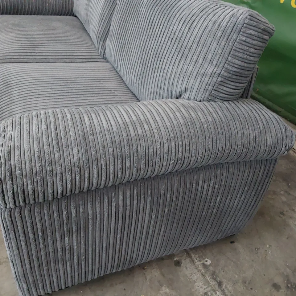 DESIGNER THREE SEATER SOFA GREY JUMBO CHORD 