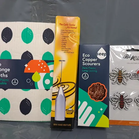 APPROXIMATELY 20 ASSORTED HOUSEHOLD ITEMS TO INCLUDE BIG CITY MAGNET SET, ECO COPPER SCOURERS, ETC