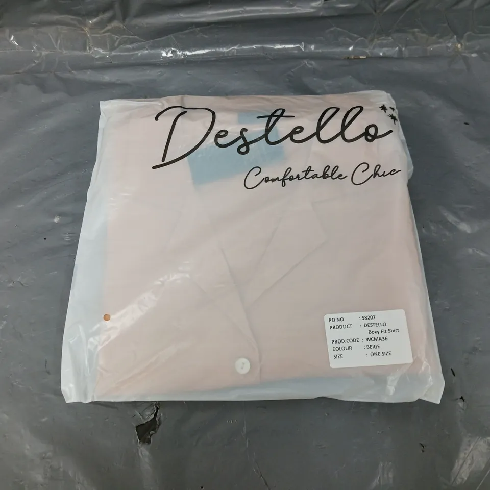 40 BRAND NEW DESTELLO BOXY FIT SHIRT BEIGE - ONE SIZE 